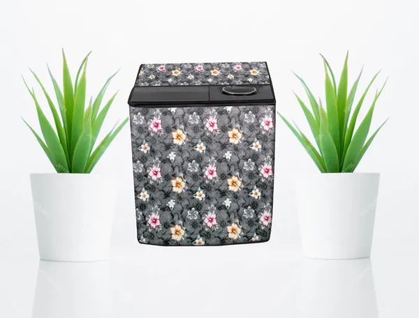 Grey_Floral_Semi-Automatic_Washing_Machine_Cover