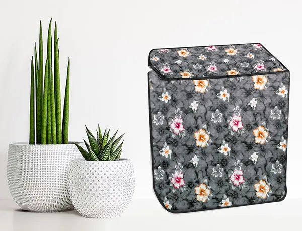 Grey_Floral_Semi-Automatic_Washing_Machine_Cover