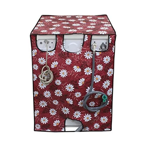 Maroon_/_Pink_Floral_Patti_PVC_Front_Load_Washing_Machine_Cover