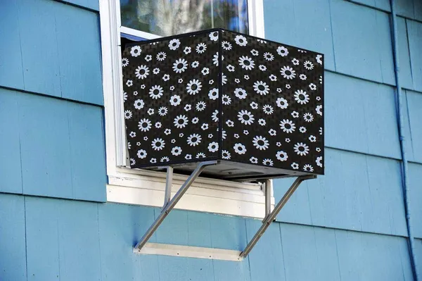 Black_Polyester_Black_Floral_Print_Window_Ac_Cover_Pack_of_2