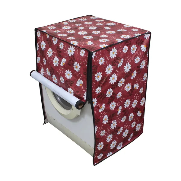 Maroon_/_Pink_Floral_Patti_PVC_Front_Load_Washing_Machine_Cover