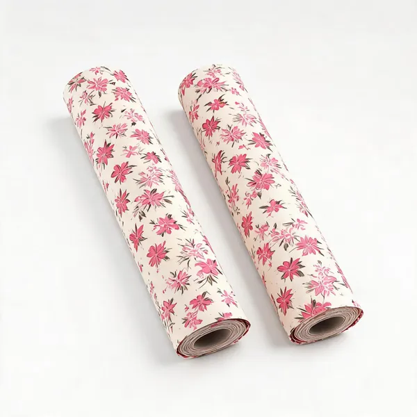 White_And_Pink_Polyester_Waterproof_Pink_Floral_Print_Drawer_Shelf_Liner_Roll_Pack_of_2