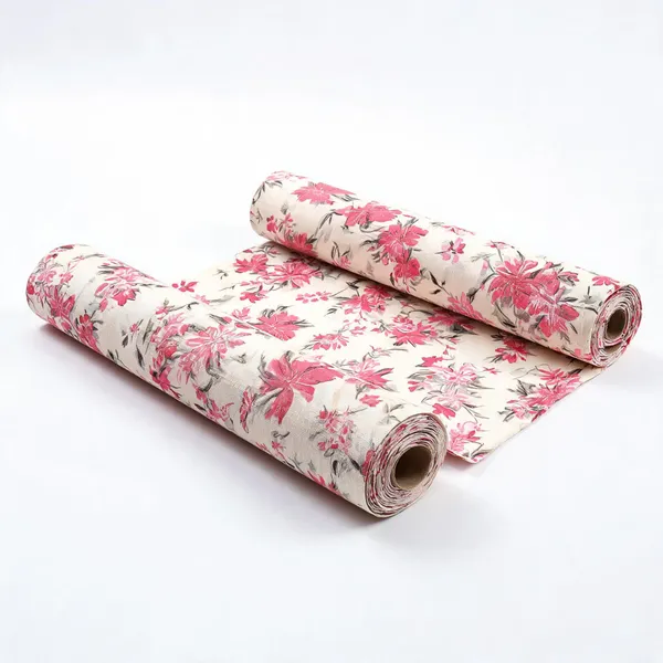 White_And_Pink_Polyester_Waterproof_Pink_Floral_Print_Drawer_Shelf_Liner_Roll_Pack_of_2