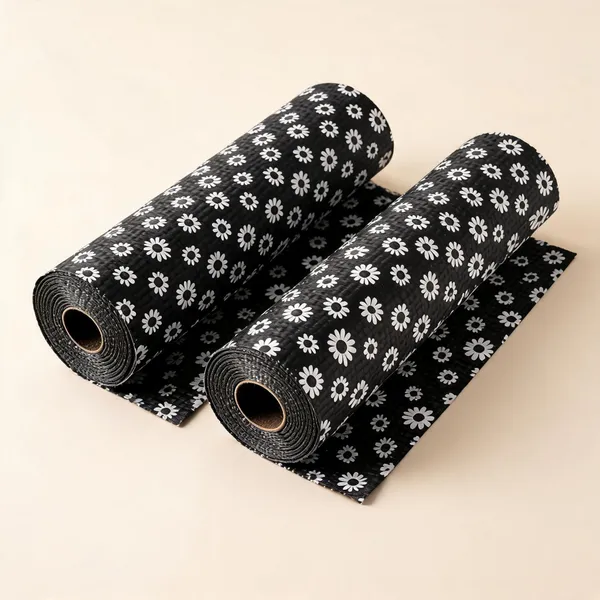 Black_Polyester_Non-Slip_Black_Floral_Print_Drawer_Shelf_Liner_Roll_Pack_of_2
