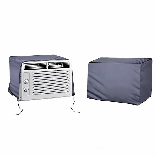 Grey_Polyester_Solid_Plain_Window_Ac_Protective_Cover_Pack_of_2