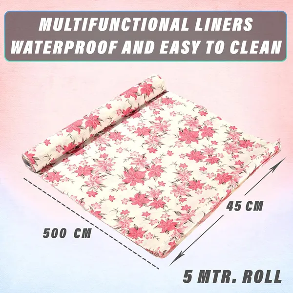 White_&_Pink_Waterproof_Floral_Shelf_Liner_Roll