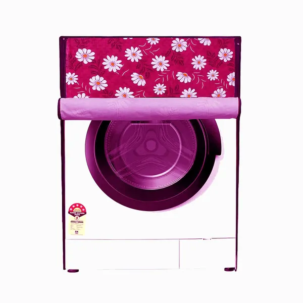 Maroon_/_Pink_Floral_Patti_PVC_Front_Load_Washing_Machine_Cover