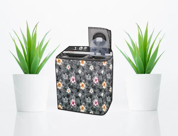 Grey_Floral_Semi-Automatic_Washing_Machine_Cover