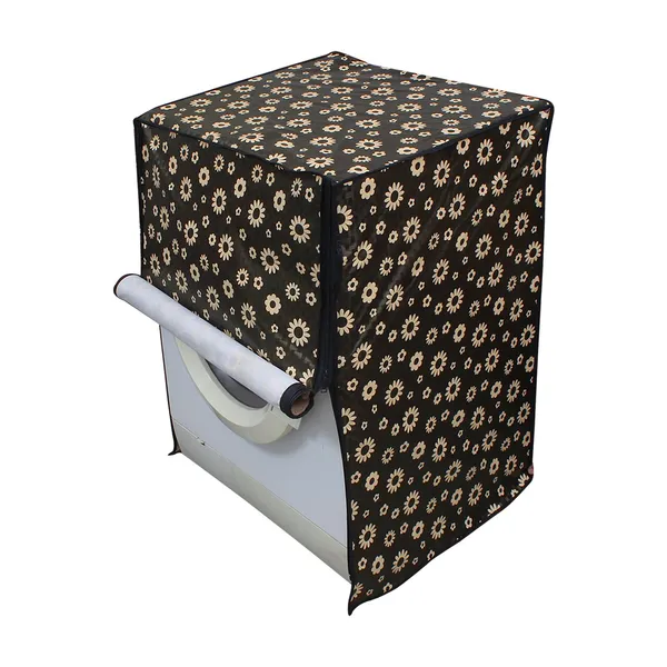 Black_Polyester_Black_Floral_Print_Front_Load_Washing_Machine_Cover