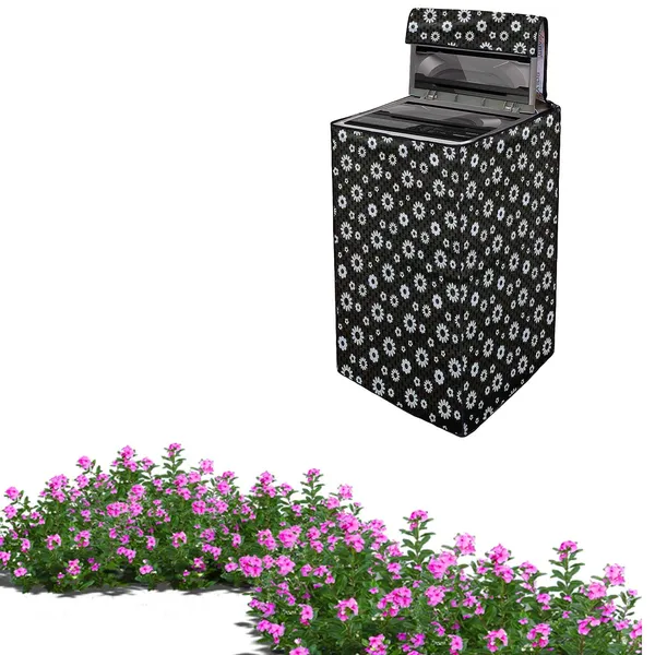 Black_Polyester_Black_Floral_Print_Top_Load_Washing_Machine_Cover