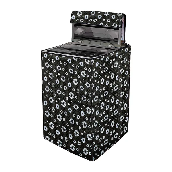Black_Polyester_Black_Floral_Print_Top_Load_Washing_Machine_Cover