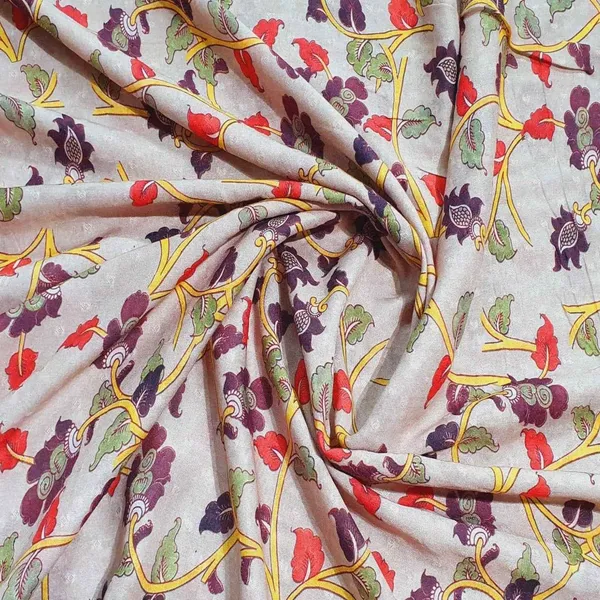 Cream_Leaf_Print_Viscose_Fabric_Default_Title