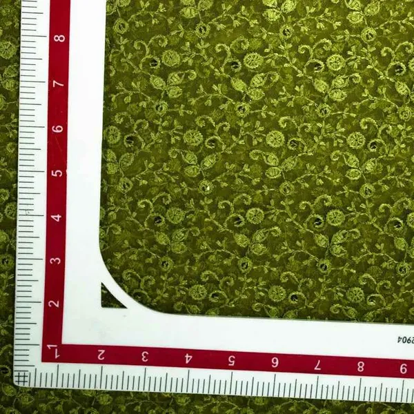 Olive_Green_Color_Thread_Embroidery_On_Net_Fabric_Default_Title