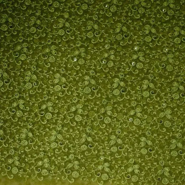 Olive_Green_Color_Thread_Embroidery_On_Net_Fabric_Default_Title