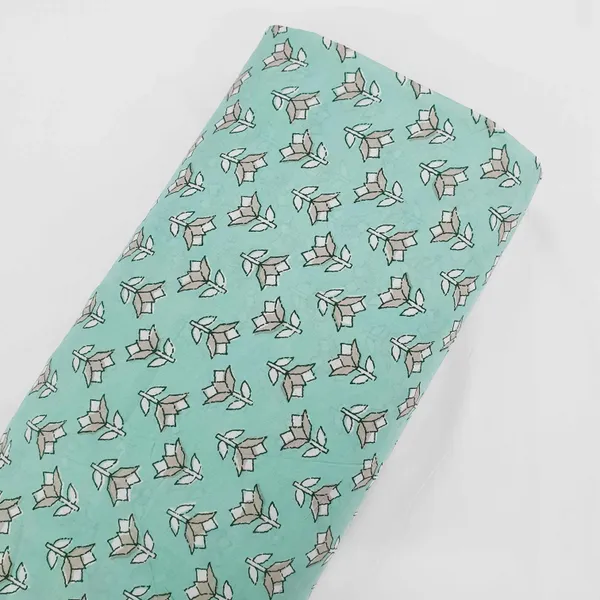 Sea_Green_Handblock_Floral_Print_Cotton_Fabric_Default_Title