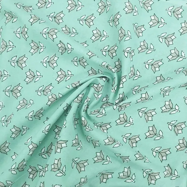 Sea_Green_Handblock_Floral_Print_Cotton_Fabric_Default_Title