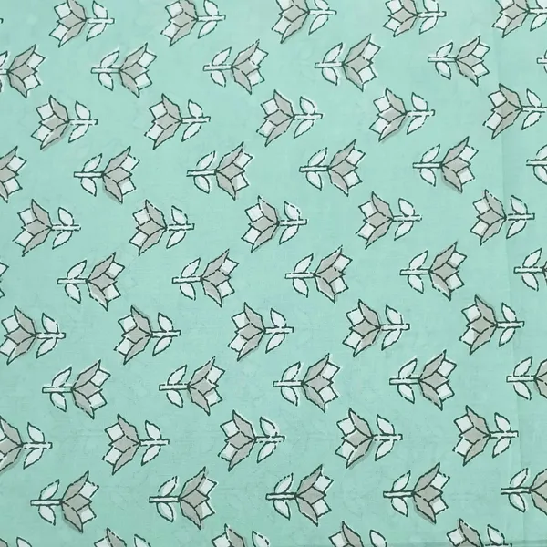 Sea_Green_Handblock_Floral_Print_Cotton_Fabric_Default_Title