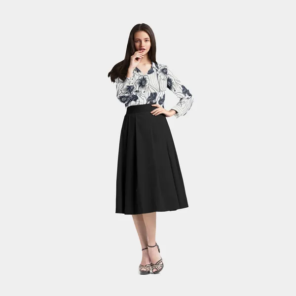 White_Black_Floral_Print_Semi_Viscose_Fabric_Default_Title