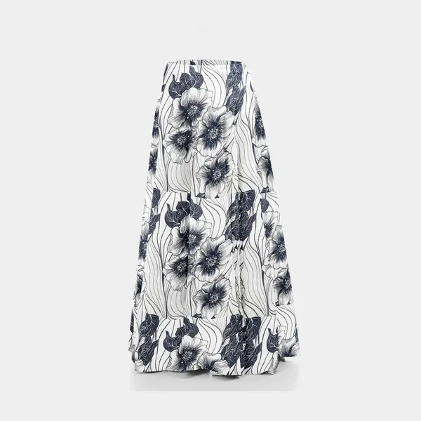 White_Black_Floral_Print_Semi_Viscose_Fabric_Default_Title