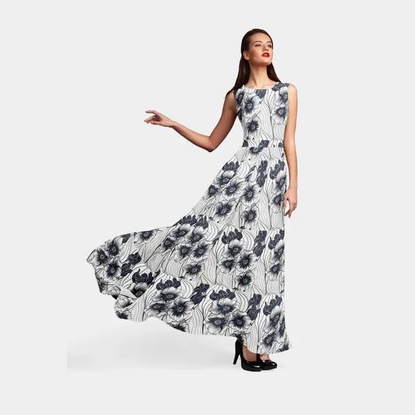 White_Black_Floral_Print_Semi_Viscose_Fabric_Default_Title