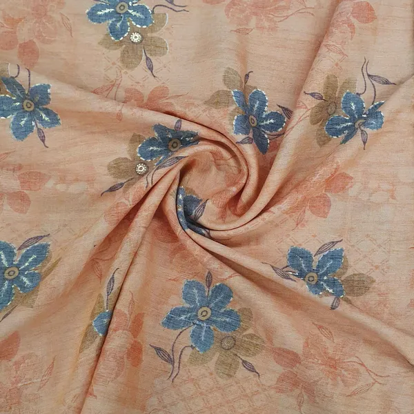 Rust_Orange_Floral_With_Foil_Print_Cotton_Slub_Fabric_Default_Title