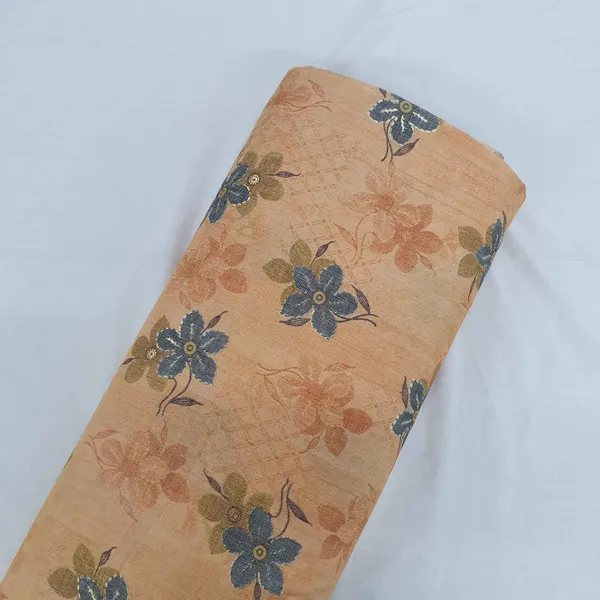Rust_Orange_Floral_With_Foil_Print_Cotton_Slub_Fabric_Default_Title