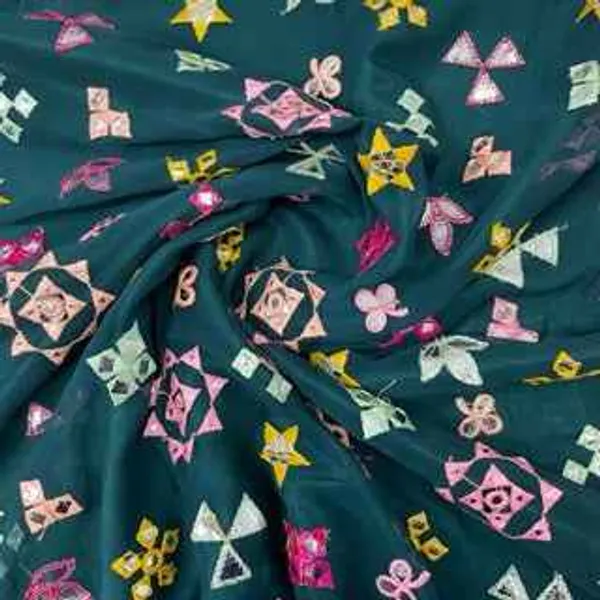 Teal_Blue_Embroidery_With_Mirror_Sequins_Georgette_Fabric_Default_Title