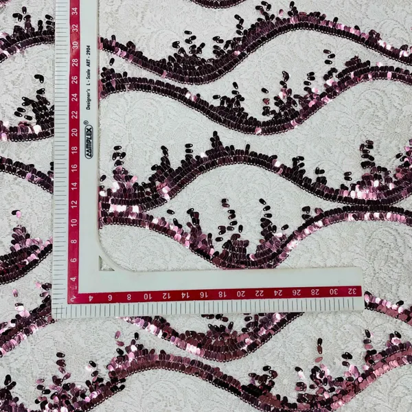 White_Pink_Lace_Sequins_Fabric_Default_Title