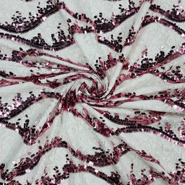 White_Pink_Lace_Sequins_Fabric_Default_Title