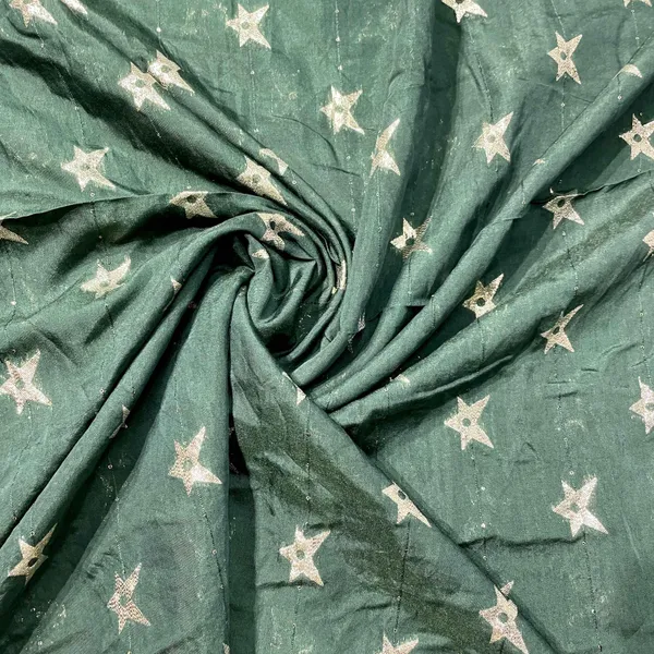Dark_Green_Geometrical_Zari_Embroidery_Sequins_Chanderi_Fabric_Default_Title