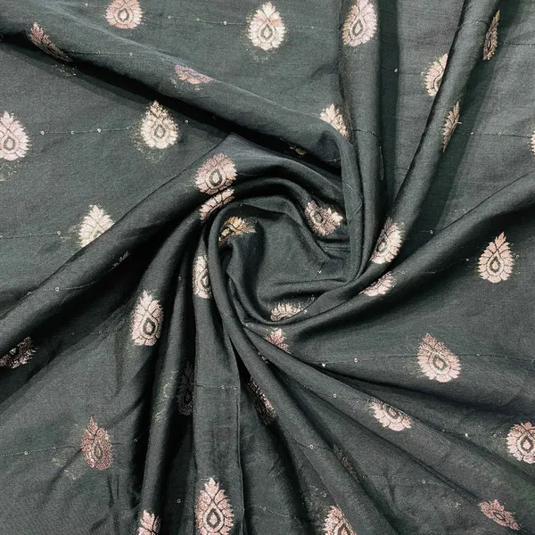 Dark_Green_Traditional_Zari_Embroidery_Sequins_Chanderi_Fabric_Default_Title
