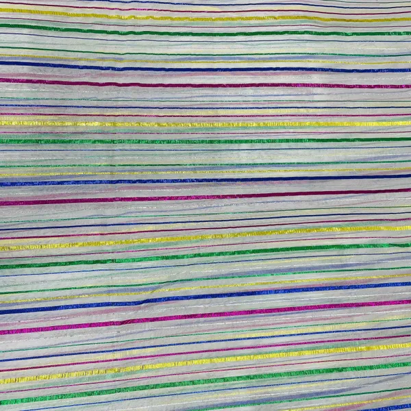 White_With_Multicolor_Lurex_Stripes_Georgette_Jacquard_Fabric_Default_Title