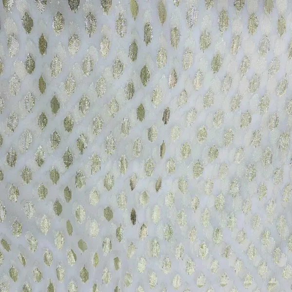 White_With_Golden_Lurex_Floral_Print_Georgette_Jacquard_Dyeable_Fabric_Default_Title