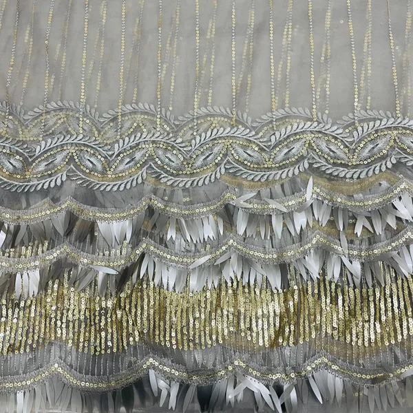 Grey_With_Golden_Stripes_Sequins_Embroidery_Net_Lycra_Fabric_Default_Title