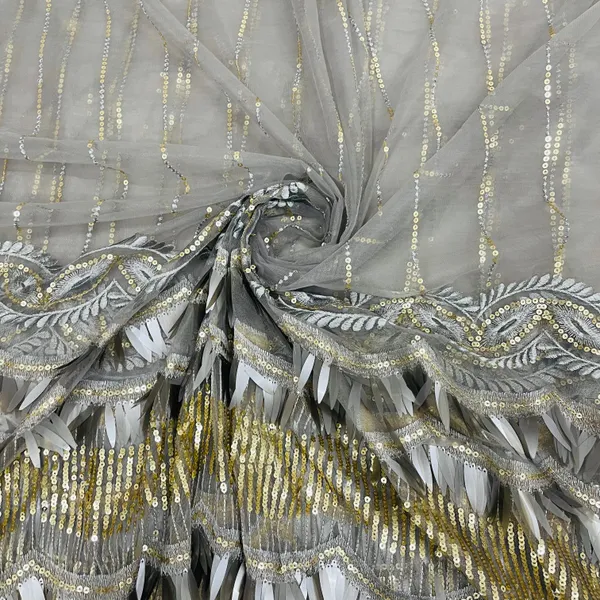 Grey_With_Golden_Stripes_Sequins_Embroidery_Net_Lycra_Fabric_Default_Title
