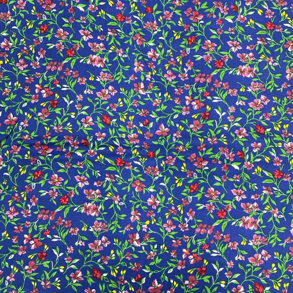 Blue_With_Green_Floral_Print_Rayon_Fabric_Default_Title