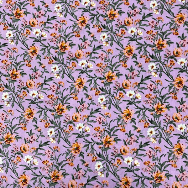 Light_Purple_With_Orange_Floral_Print_Rayon_Fabric_Default_Title