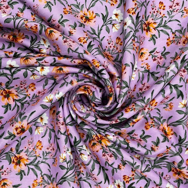 Light_Purple_With_Orange_Floral_Print_Rayon_Fabric_Default_Title