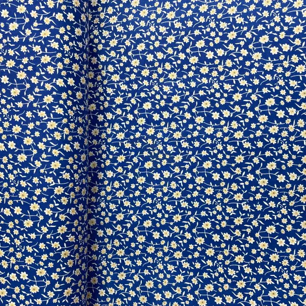 Blue_With_Cream_Floral_Print_Rayon_Fabric_Default_Title