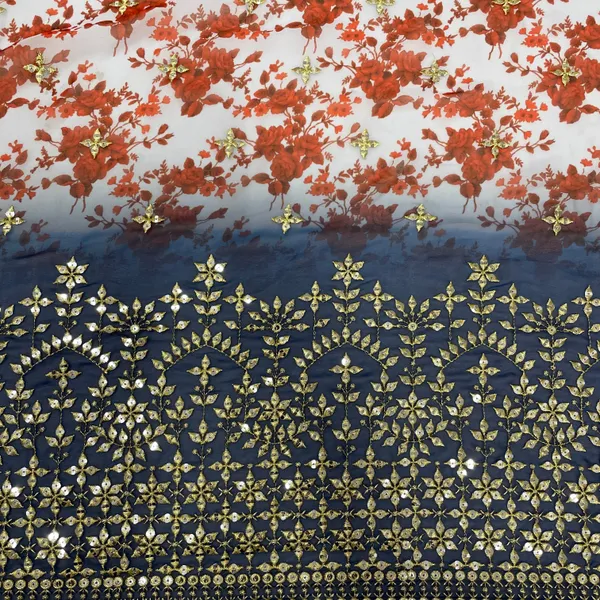 Cream_With_Brown_Ombre_Red_Floral_Embroidery_Georgette_Fabric_Default_Title