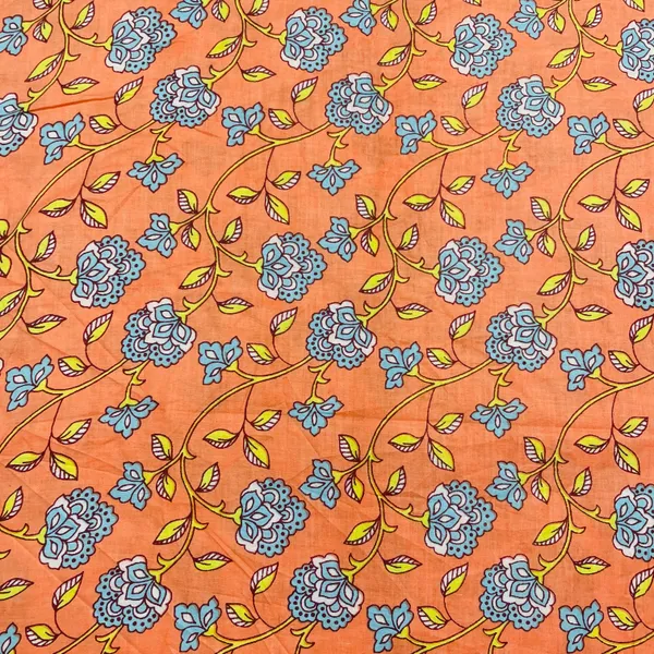 Salmon_Pink_Blue_Floral_Print_Cotton_Fabric_Default_Title