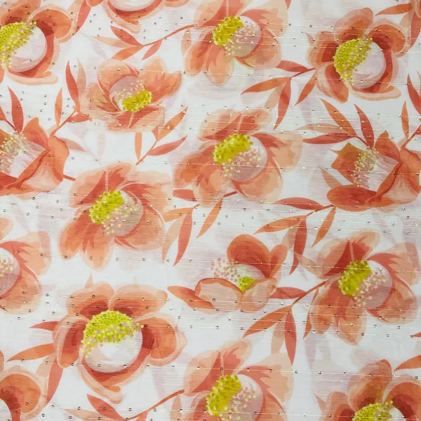 Pink_Orange_Floral_Sequins_Chanderi_Fabric_Default_Title