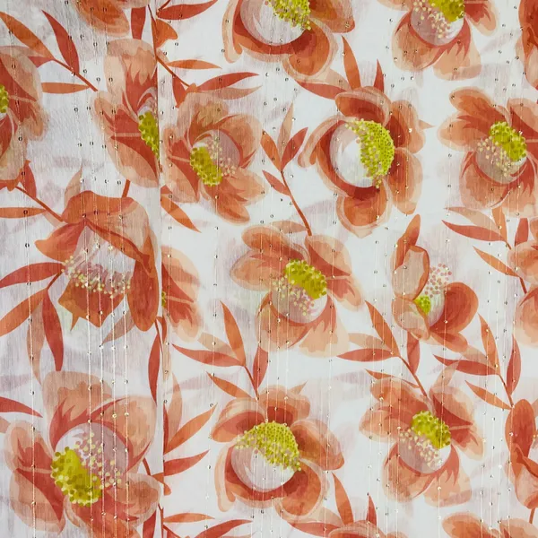 Pink_Orange_Floral_Sequins_Chanderi_Fabric_Default_Title