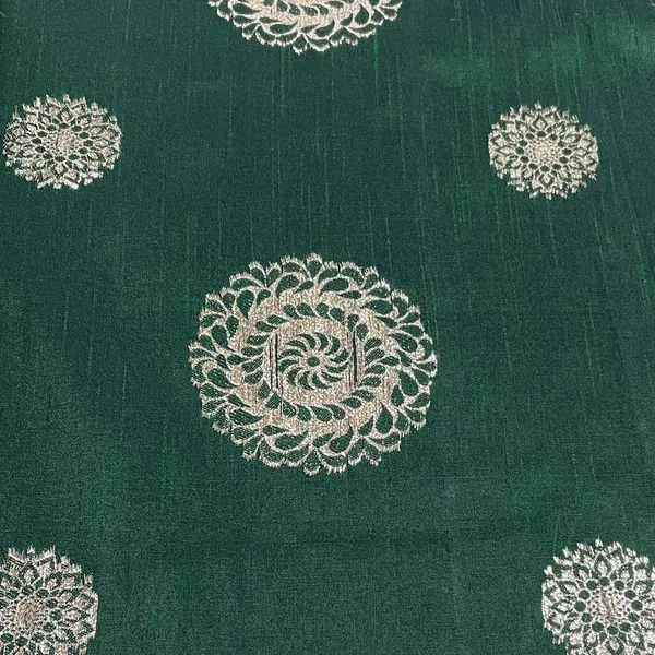 Forest_Green_Floral_With_Gold_Foil_Dupion_Silk_Fabric_9561_Default_Title