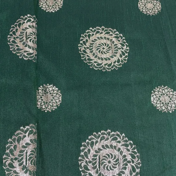 Forest_Green_Floral_With_Gold_Foil_Dupion_Silk_Fabric_9561_Default_Title