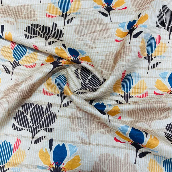 Cream_Multicolor_Floral_Print_Tusser_Silk_Fabric_Default_Title