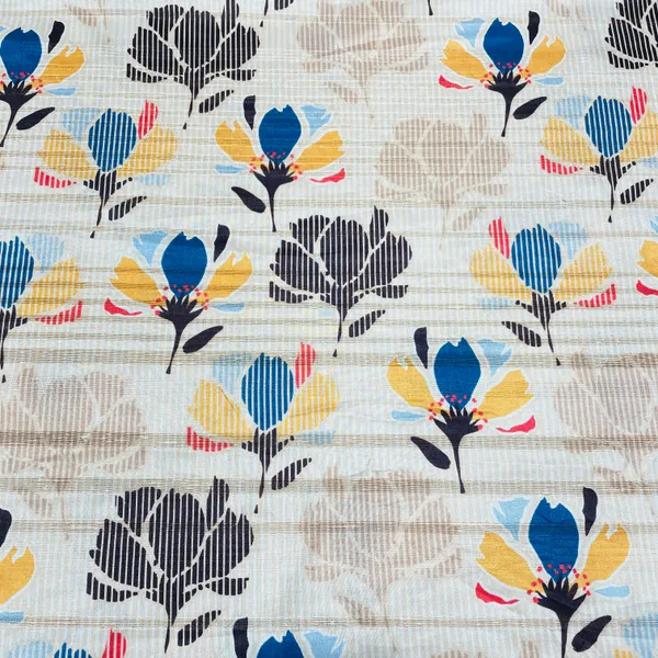 Cream_Multicolor_Floral_Print_Tusser_Silk_Fabric_Default_Title