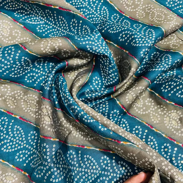 Green_Mehendi_Green_Bandhani_Foil_Print_Chanderi_Silk_Fabric_Default_Title