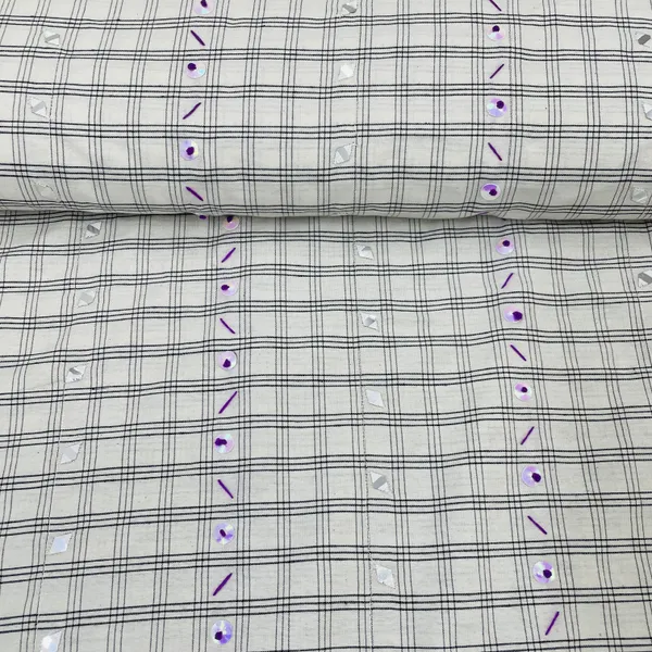 Exclusive_White_Black_Check_With_Mirror_Sequins_Embroidery_Cotton_Fabric_Default_Title