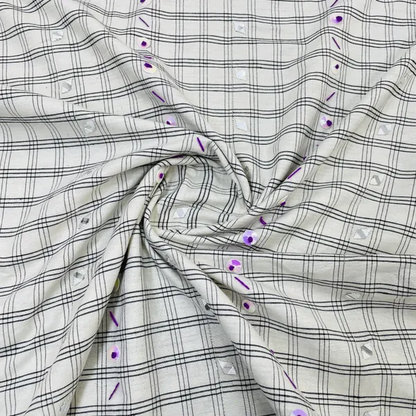 Exclusive_White_Black_Check_With_Mirror_Sequins_Embroidery_Cotton_Fabric_Default_Title